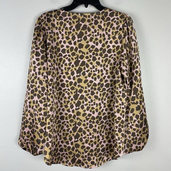 Jodifl Womens Blouse M Leopard Print Long Bubble Sleeve Relaxed Fit Work Career - Picture 6 of 9